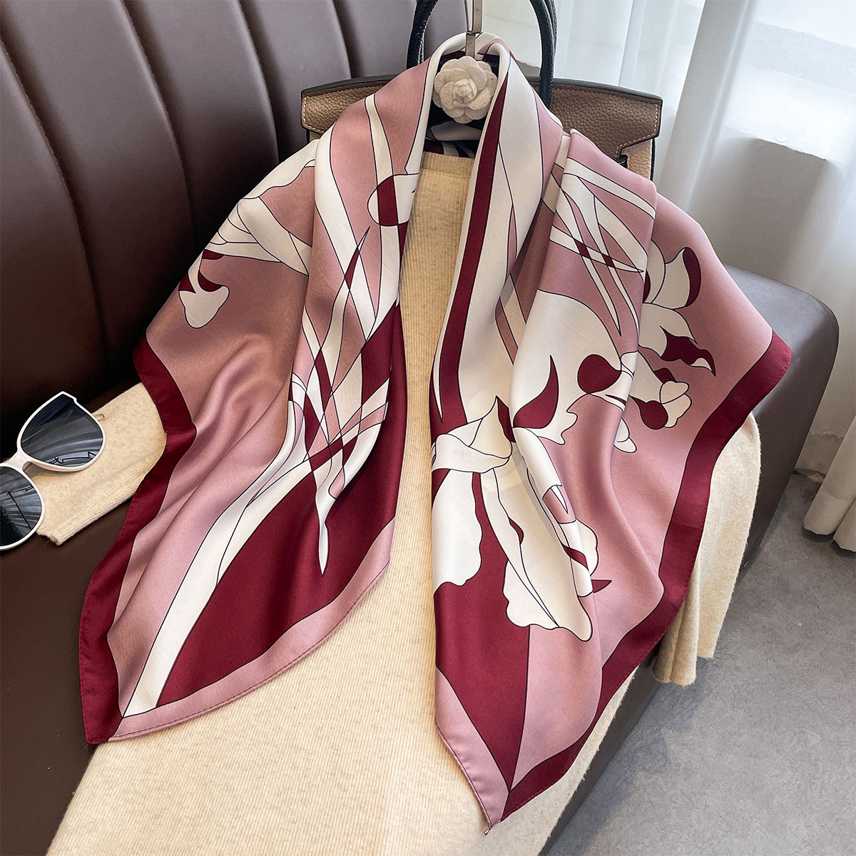 Scarf Silk Square - Bufanda cuadrada de lujo de 90x90Cm,